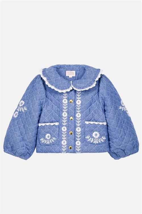 Louise Misha Jouliana Vævet Frakke Blue Chambray Blue Chambray-7 Y  Blå  7 år  kvinde