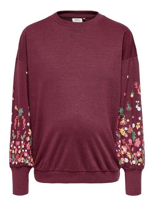 Se Only Maternity Sweatshirt 'OLMBrooke'  blandingsfarvet / vinrød ved About You