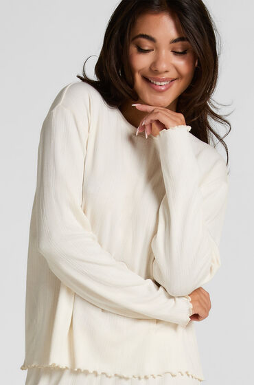 Hunkemöller Pyjama Top Loose Pointelle Hvid