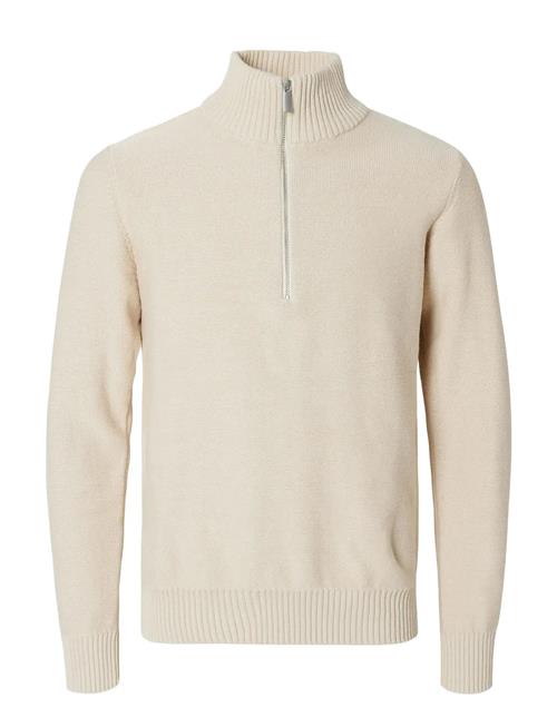 Slhaxel Ls Knit Half Zip Selected Beige