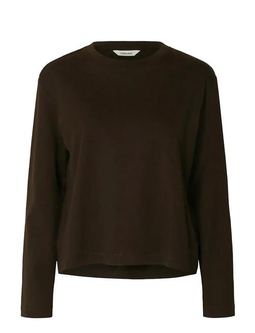 Slfessential Ls Boxy Tee Noos Selected Brown