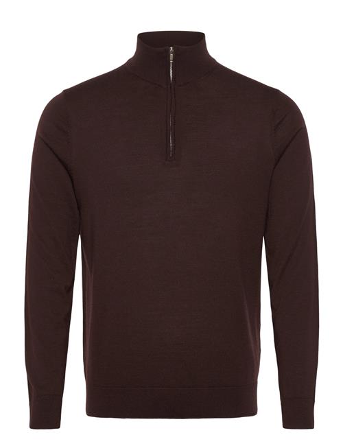 Slhtray Ls Knit Merino Half Zip Noos Selected Brown