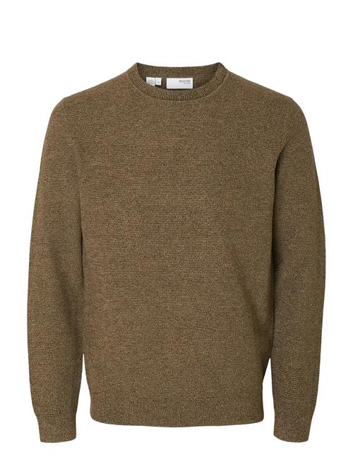 Slhross Ls Knit Structure Crew Neck Noos Selected Brown