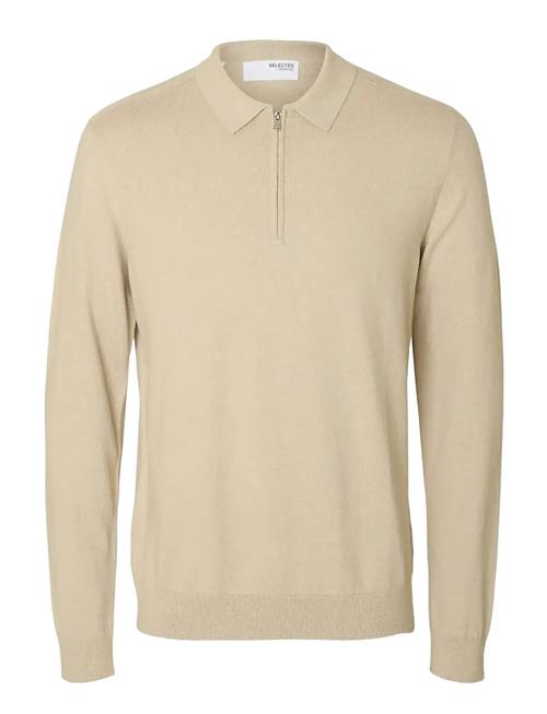 Slhberg Ls Half Zip Polo Noos Selected Cream