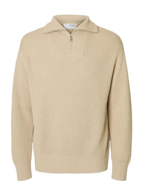 Slhdry Ls Knit Relaxed Half Zip Selected Cream