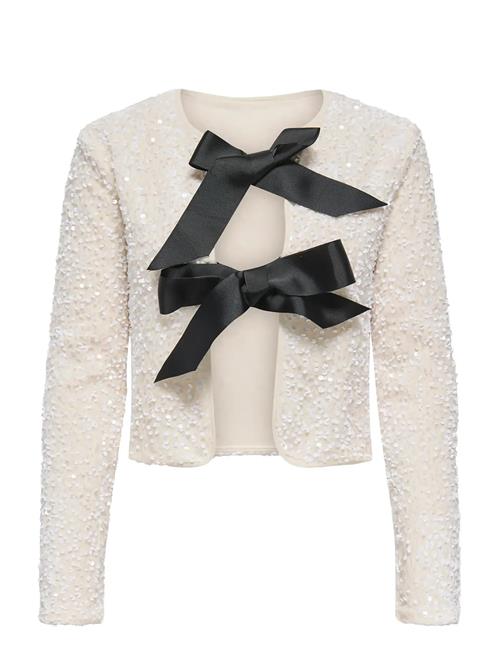 Onlanika Sequins Ls Bow Top Wvn Cs ONLY White