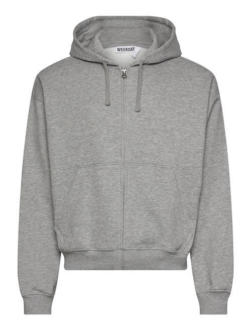 Boxy Midweight Zip Hoodie Weekday Grey