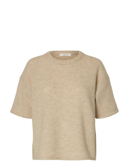 Slflulu 2/4 Knit O-Neck Noos Selected Beige