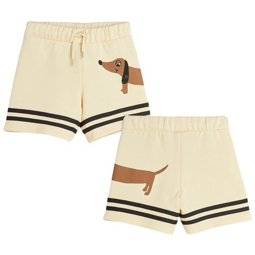 Mini Rodini Dog Stripes Sweat Shorts Beige 104/110 cm  Beige  104/110 cm  Unisex