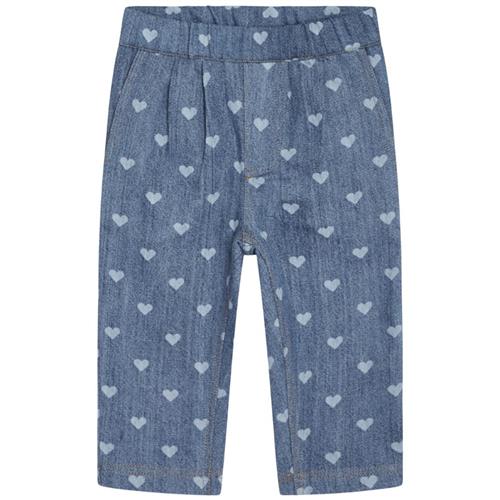 Flöss Lollo Hjertemønstrete Bukser Denim Blå 92 cm  Blå  92 cm  unisex