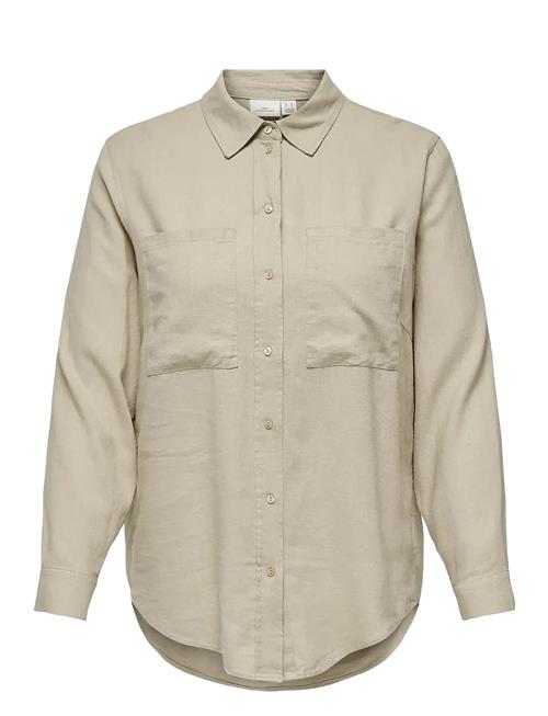 Carcaro L/S Ovs Linen Shirt Tlr ONLY Carmakoma Brown