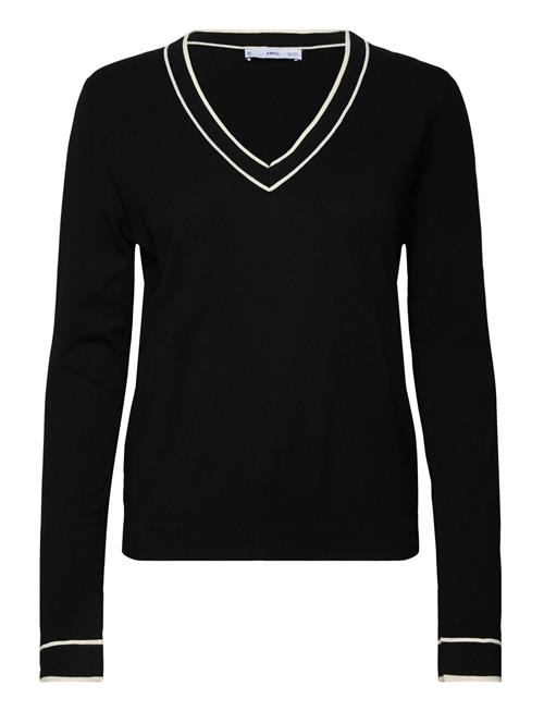 Contrasting V-Neck Sweater Mango Black