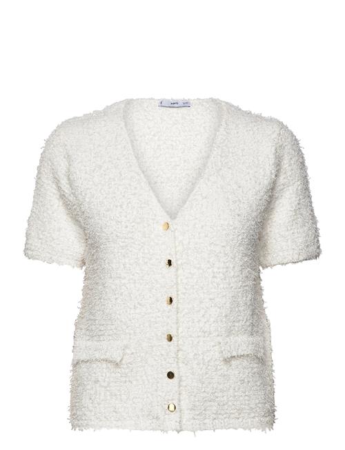 Short-Sleeved Bouclã© Cardigan Mango White
