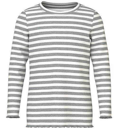 Name It Bluse - Rib - NmfVemma - Grey Melange/Cloud Dancer
