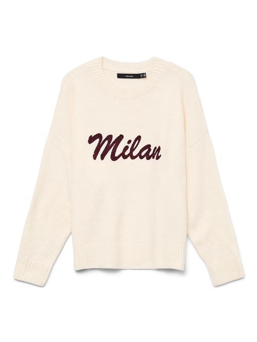 VERO MODA Pullover 'VMBoom'  vinrød / hvid