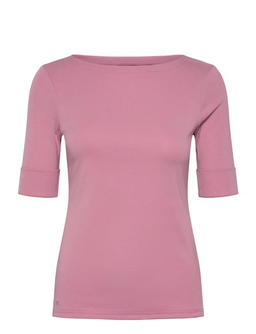 Rfnd Strtch 1X1 Rib-Elb Slv Bt Nk T Lauren Ralph Lauren Pink