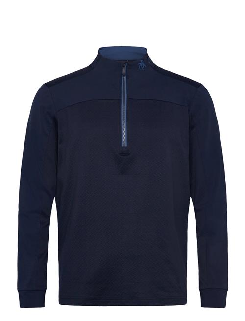 Lightweight 1/4-Zip Mixed Media Pullover Original Penguin Golf Navy