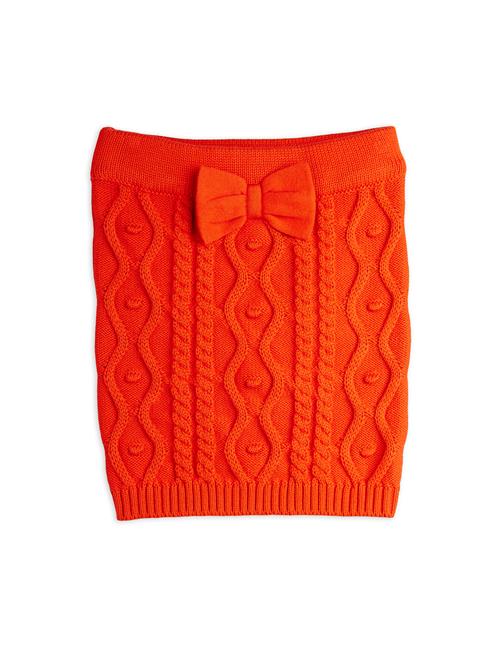 Mini Rodini GOTS Tekstureret Striknederdel Med Sløjfe Red  Red 116/122 cm  Rød  116/122 cm  kvinde