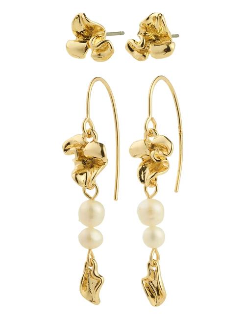 Luis Earrings 2-In-1 Set, Gold-Plated Pilgrim Gold