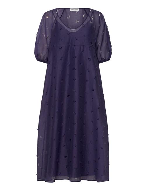 1608 Organza, Puff Sleeve Long Dres STINE GOYA Purple