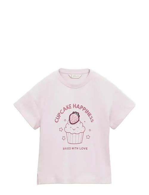 Embossed Detail Printed T-Shirt Mango Pink