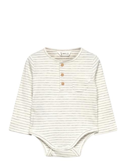Striped Cotton Bodysuit Mango Cream