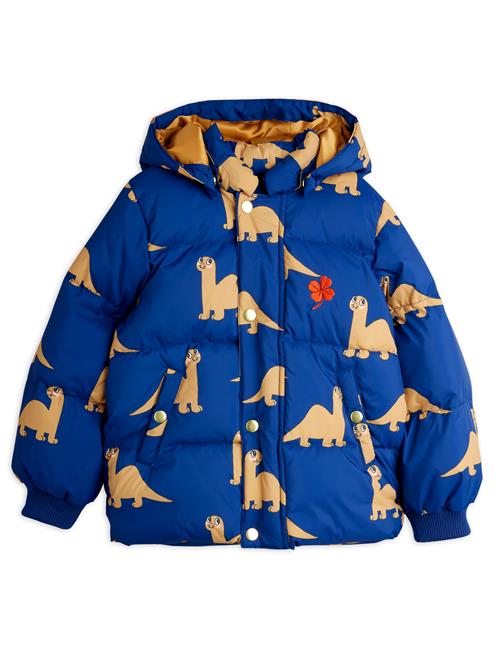 Mini Rodini Dinos Pufferjakke Med Hætte Blue  Blue 116/122 cm  Blå  116/122 cm  kvinde