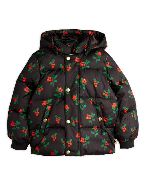 Mini Rodini Lingonberries Pufferjakke Med Hætte Black  Black 104/110 cm  Sort  104/110 cm  kvinde