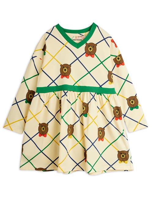 Mini Rodini GOTS Bear Ternet Kjole Med Lange Ærmer Offwhite  Offwhite 128/134 cm  Hvid  128/134 cm  kvinde