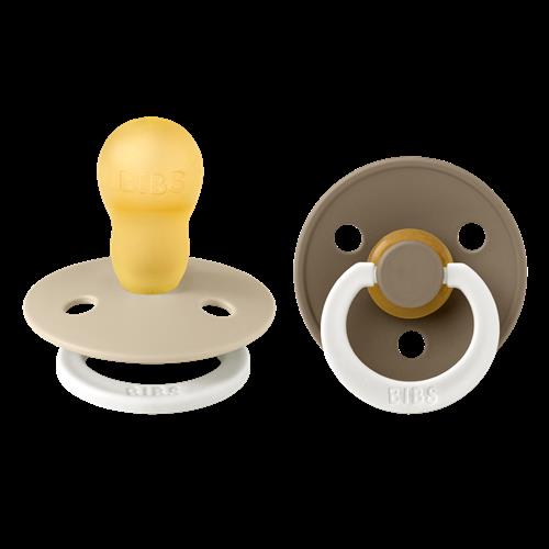 BIBS 2-Pack COLOUR Rund Latex-sut Vanilla Glow / Dark Oak Glow  Vanilla Glow Dark Oak Glow 0+ Months  Beige  0+ måneder 0+ unisex