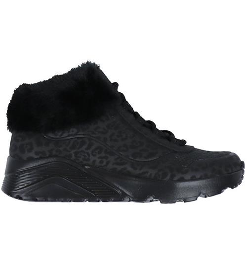 Skechers Sko - Uno Lite Cozy Leopard - Sort
