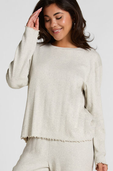 Hunkemöller Pyjama Top Loose Pointelle Grå