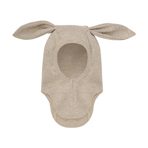 Huttelihut Balaclava I Uldrib Med Ører Camel Melange  Camel Melange 86/92 cm  Brun  86/92 cm  Unisex