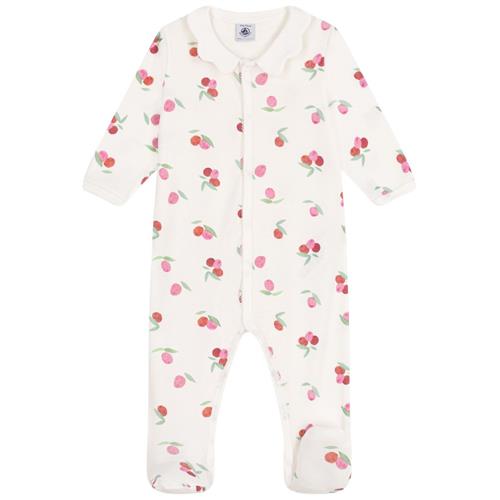 Petit Bateau Fruits Onesie Med Kronbladskrave Marshmallow Multicolor 1 months  Hvid  1 måneder  kvinde