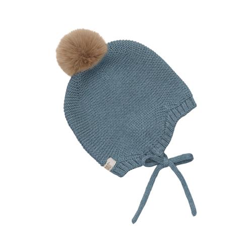 Huttelihut Baby Bonnet Wool Knit m. Pompom Stormy Weather 74/80 cm Wool Grå  74/80 cm  Unisex