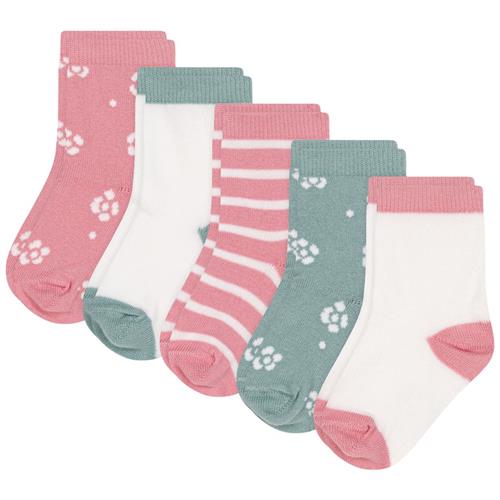 Petit Bateau Flowers 5-pak Bomuldsstrømper Green Pink 0-3 months  Lyserød  0-3 måneder  kvinde