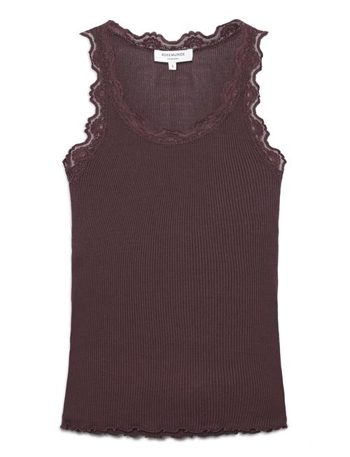 Rwbabette Silk Sl U-Neck Long Lace Rosemunde Brown