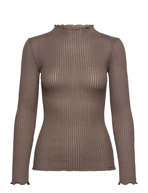 Rwbelize Silk Ls T-Neck T-Shirt Rosemunde Brown