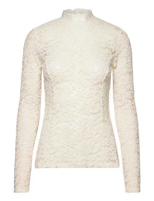 Rwdelicia Lace Ls T-Neck T-Shirt Rosemunde White