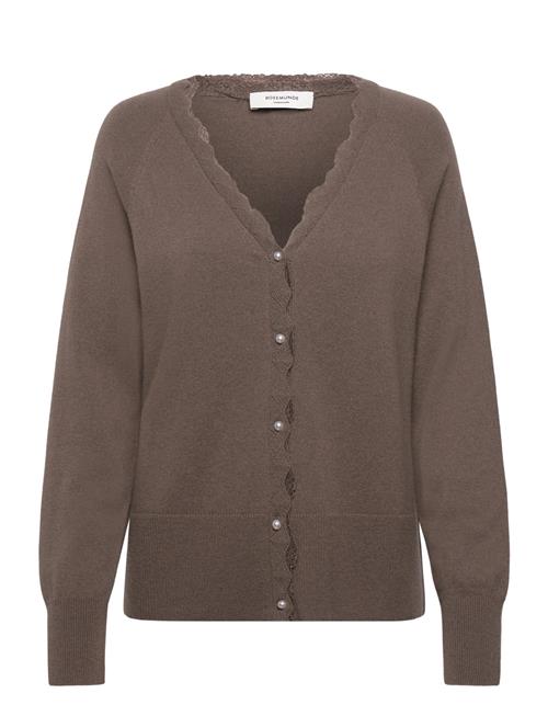 Rwlaica Cashmere Ls V-Neck Lace Car Rosemunde Brown