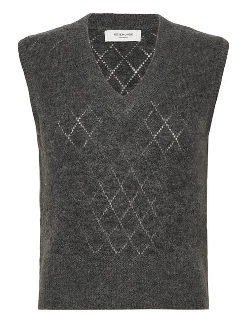 Rwaida Alpaca Sl V-Neck Vest Rosemunde Grey