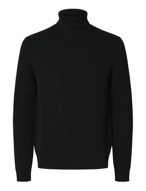 Slhdane Ls Knit Structure Roll Neck Noos Selected Black