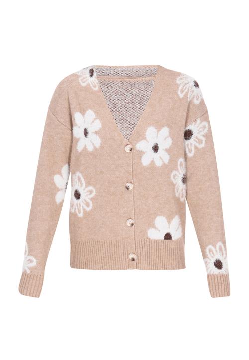 faina Cardigan  beige / sort / hvid