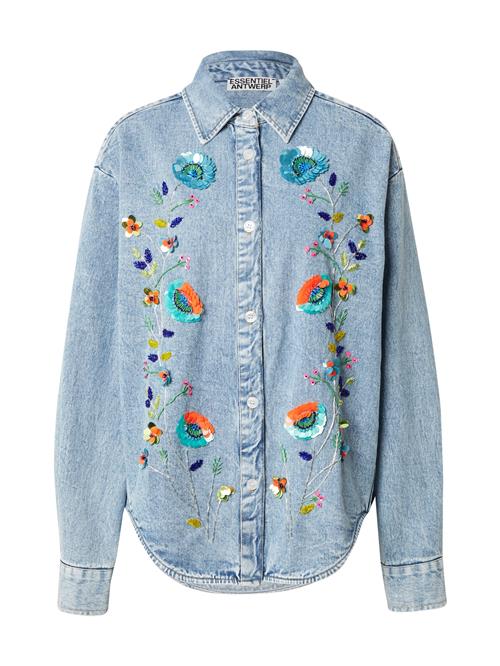 Essentiel Antwerp Bluse 'Icksonville'  blå / blue denim / grøn / orange