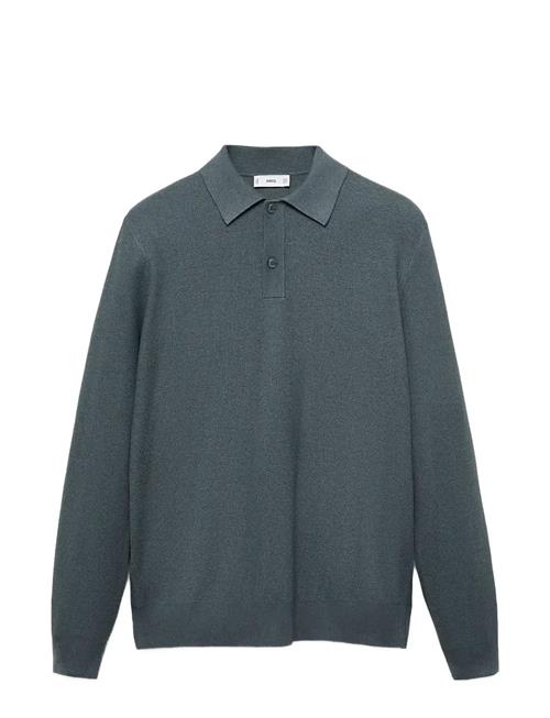 Micro-Structured Cotton Polo Shirt Mango Blue