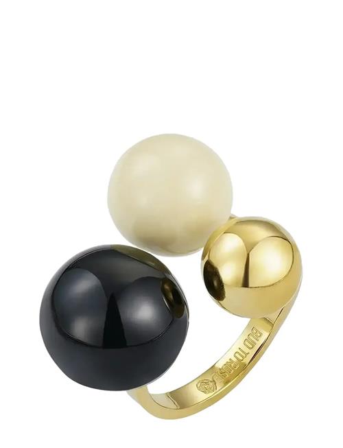 Brea Enamel Ring Ivory/Black/Silver Bud To Rose Gold