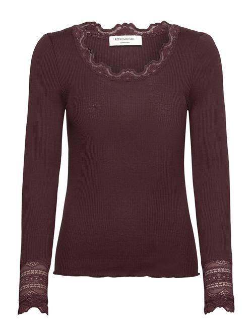 Rwbenita Silk Ls O-Neck Lace T-Shir Rosemunde Brown