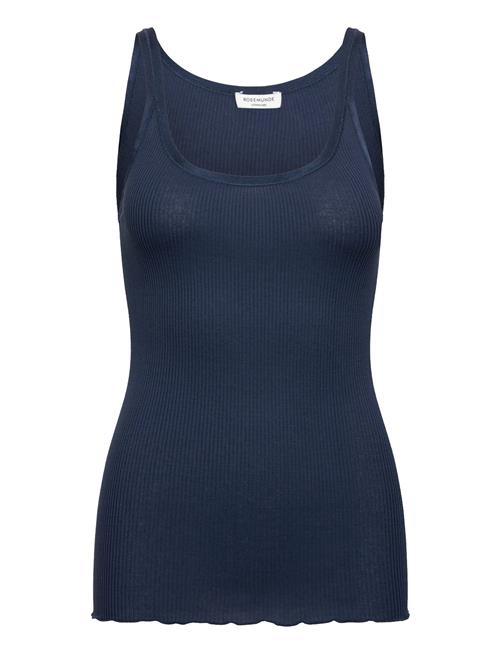 Rwbelle Silk U-Neck Strap Elastic T Rosemunde Navy