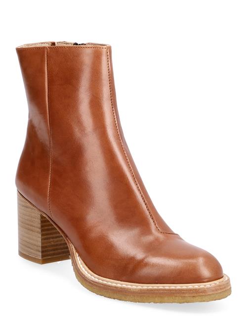 Bootie - Block Heel - With Zippe ANGULUS Brown