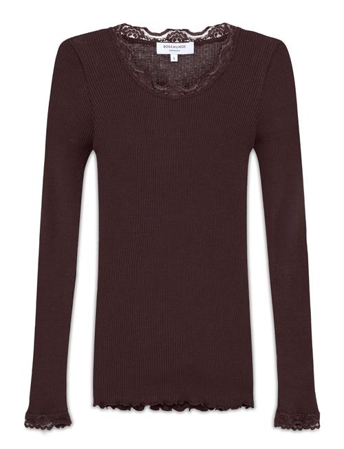 Rwbabette Silk Ls Lace T-Shirt Rosemunde Brown